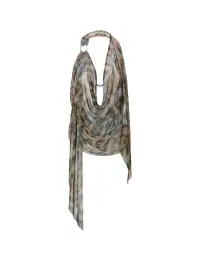 JYOSEI | Leopard Print Cowl Neck Backless Top