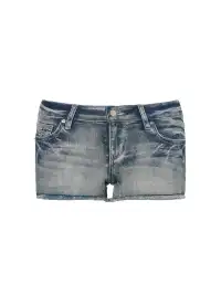 JYOSEI | Frayed Rivet Embroidered Ripped Denim Shorts