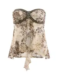 JYOSEI | Irregular Light Brown Leopard Ruffled Top