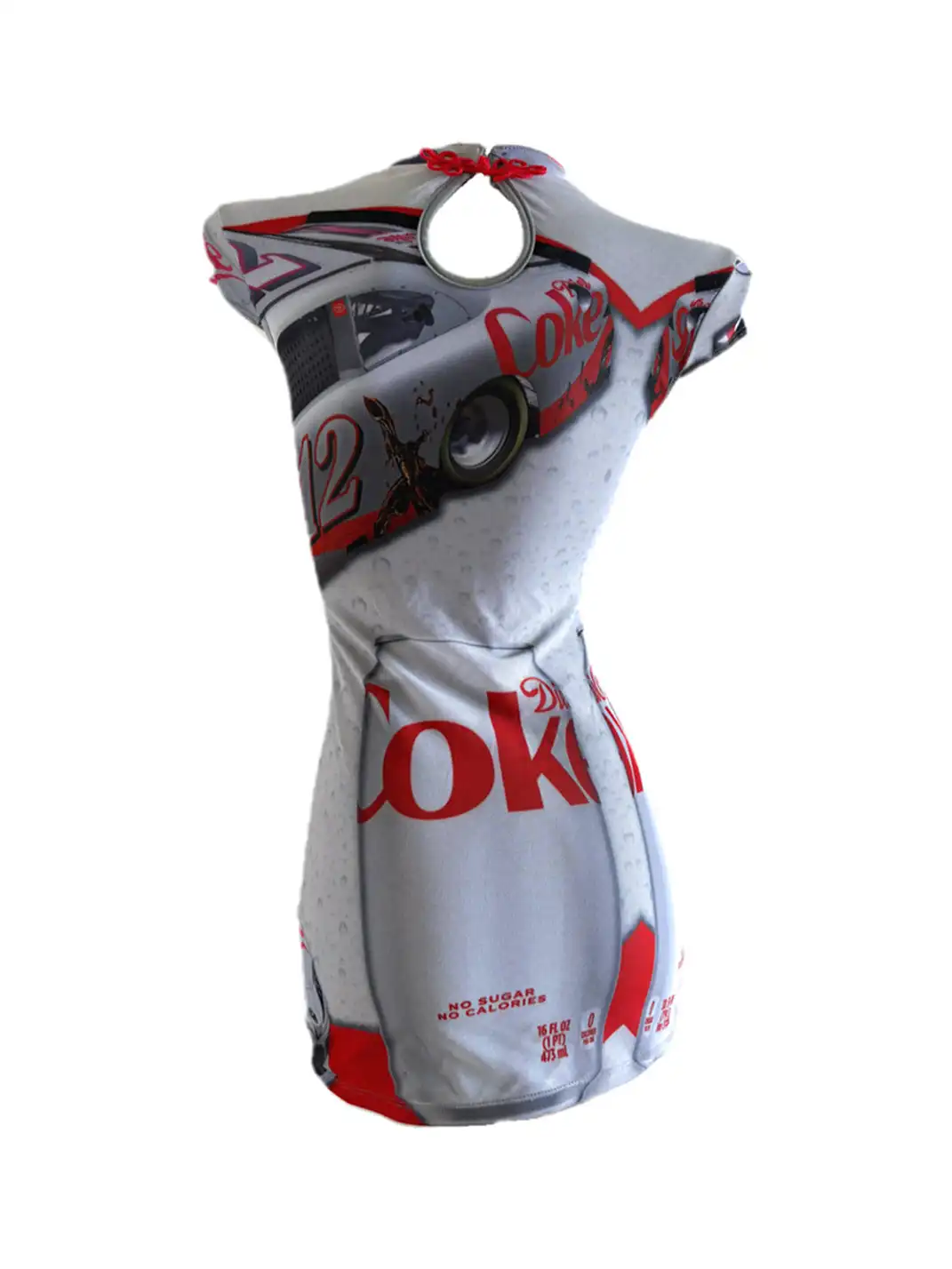 Her366 | Racing Print Double-Layer Mesh High Slit Dress