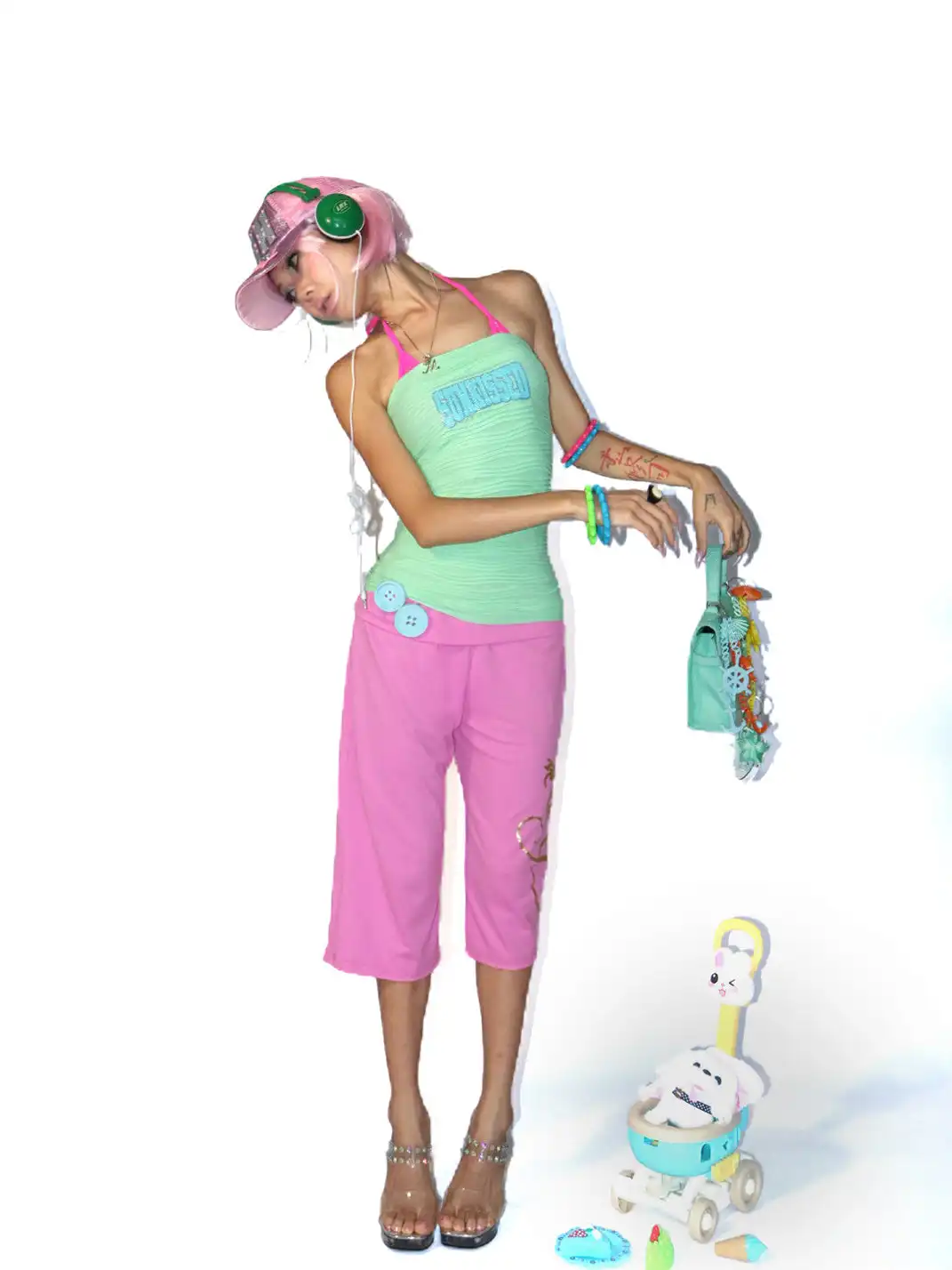 Her366 | Gold Wing Mint Green Bandeau Top