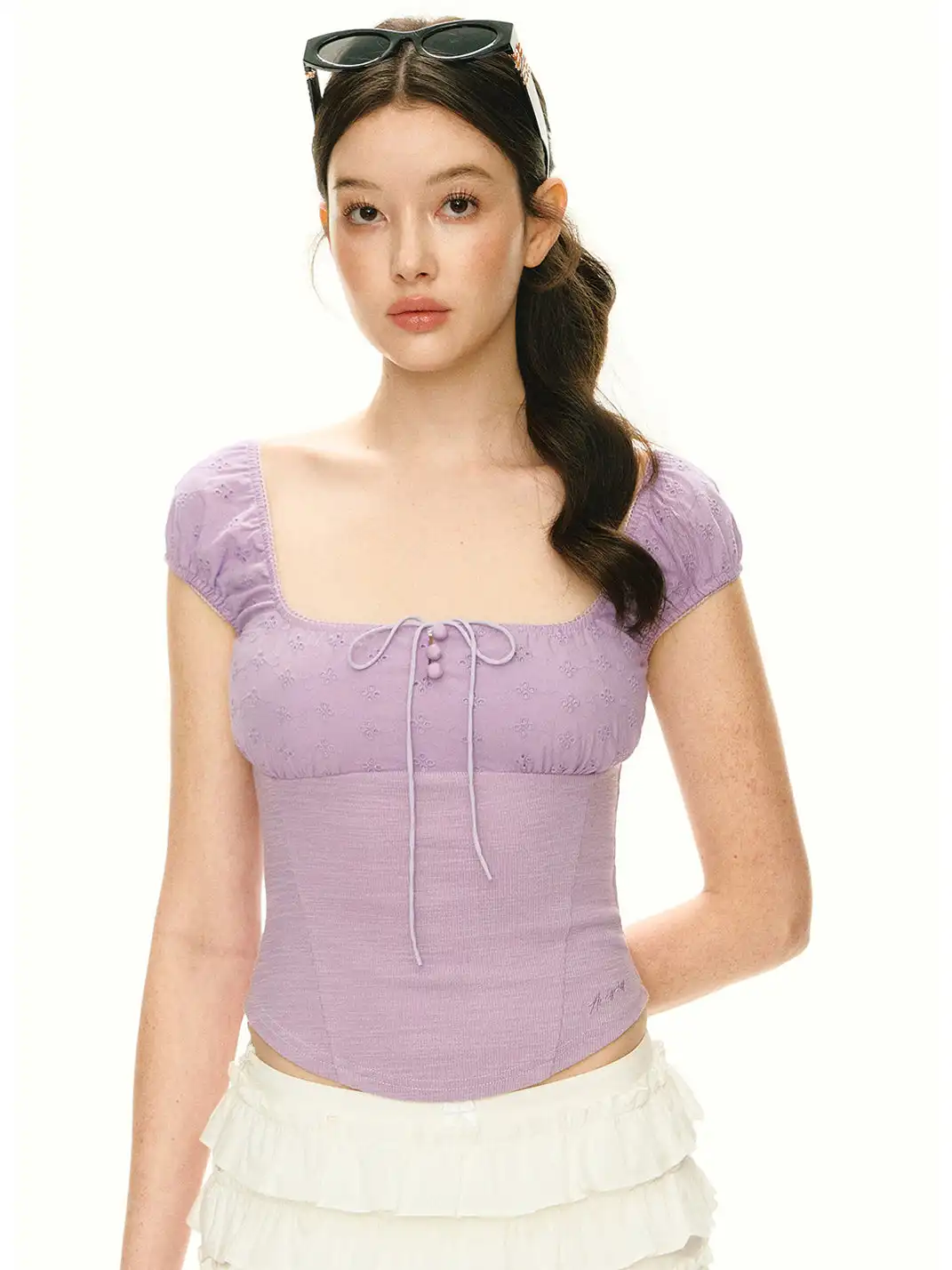ARISEISM | Puff Sleeve Square Neck Short Sleeve T-Shirt