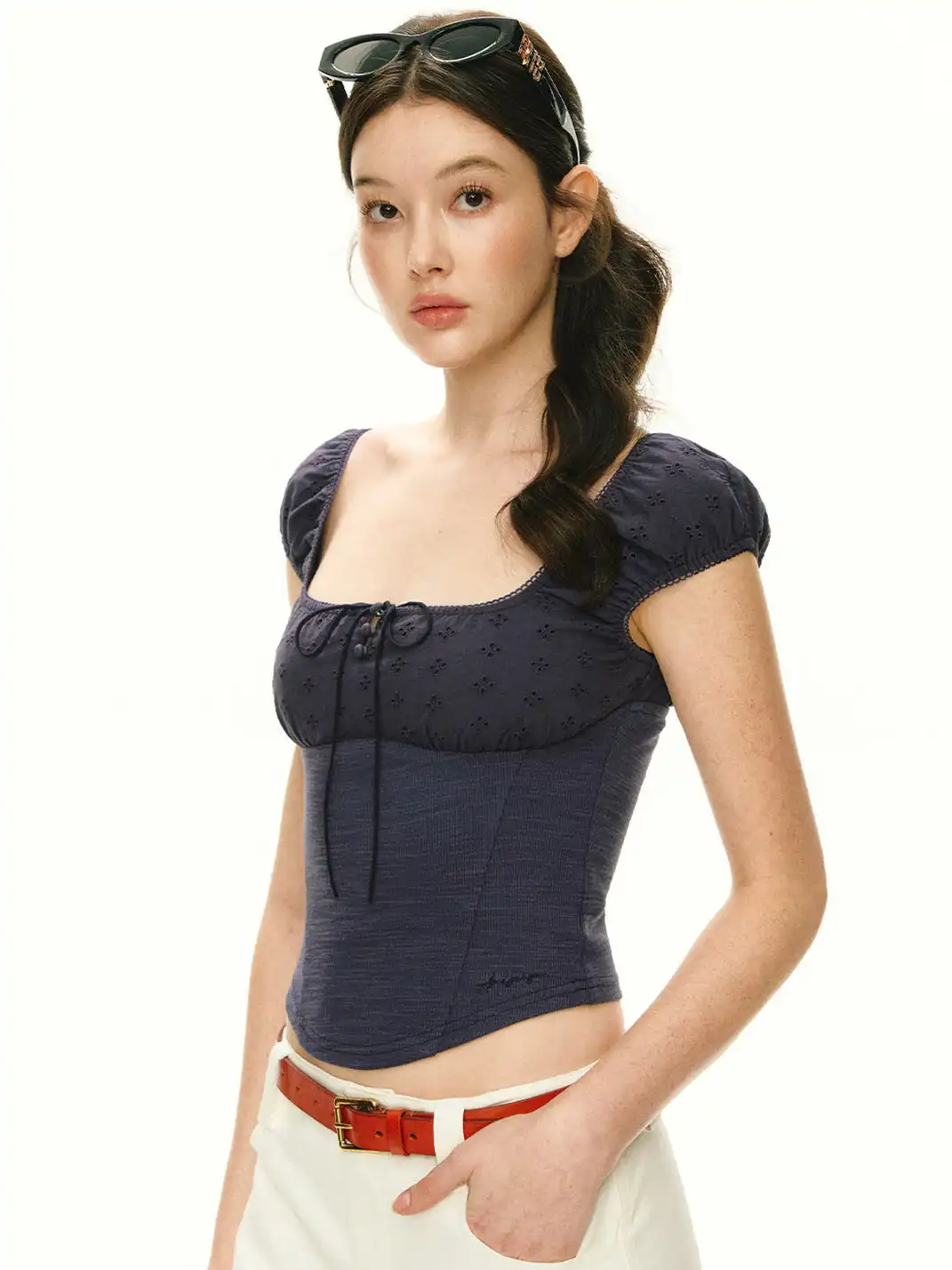 ARISEISM | Puff Sleeve Square Neck Short Sleeve T-Shirt