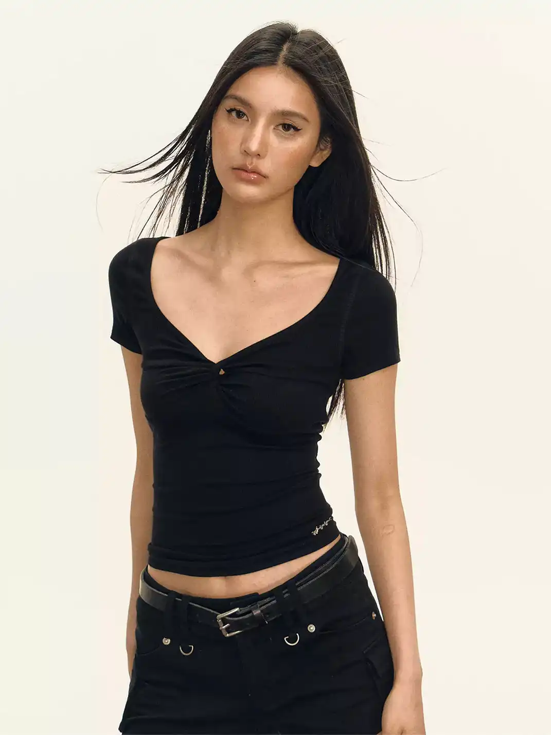 ARISEISM | Deep V-Neck Slim Fit T-Shirt