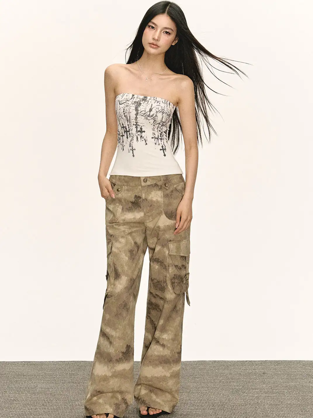 ARISEISM | Cross Pattern Outerwear Tube Top