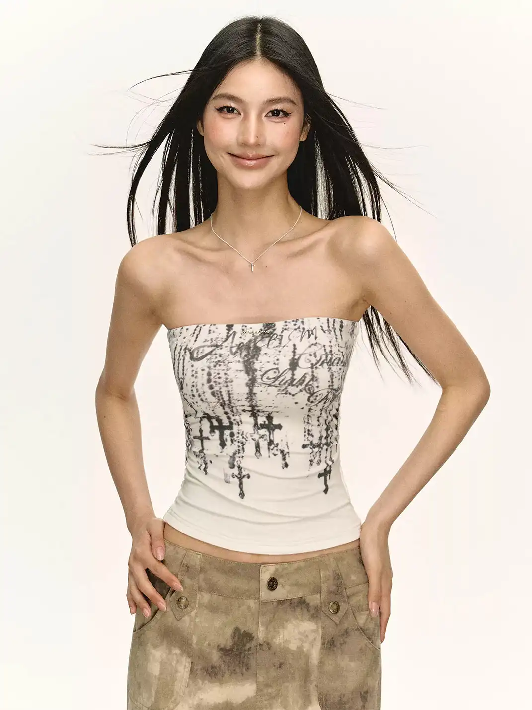 ARISEISM | Cross Pattern Outerwear Tube Top