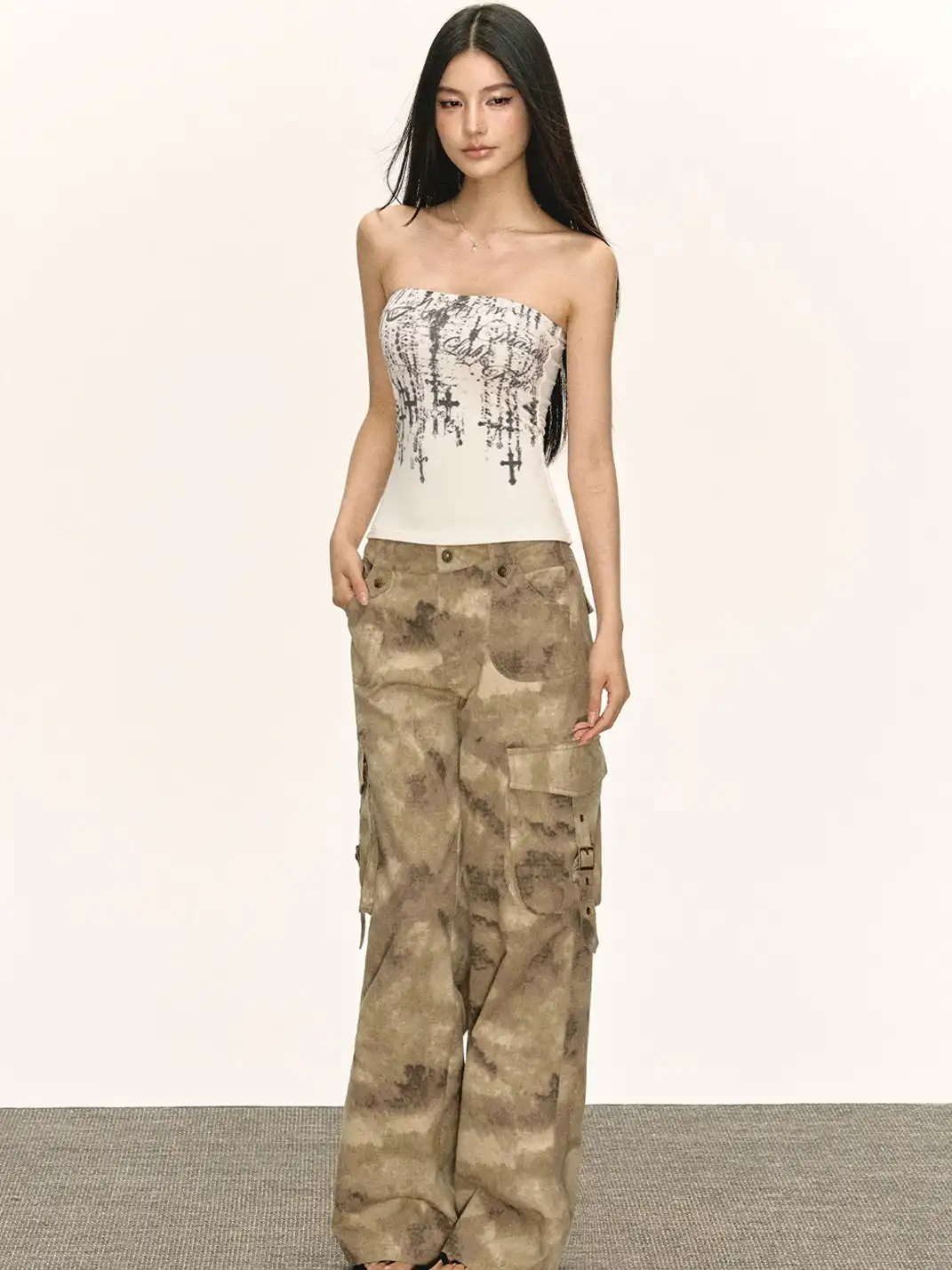 ARISEISM | Cross Pattern Outerwear Tube Top
