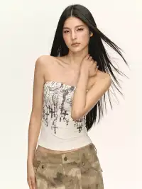 ARISEISM | Cross Pattern Outerwear Tube Top