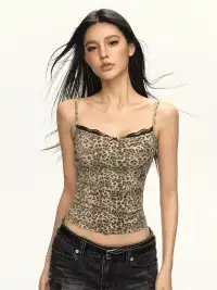 ARISEISM | Leopard Print Lace Cami Tank Top