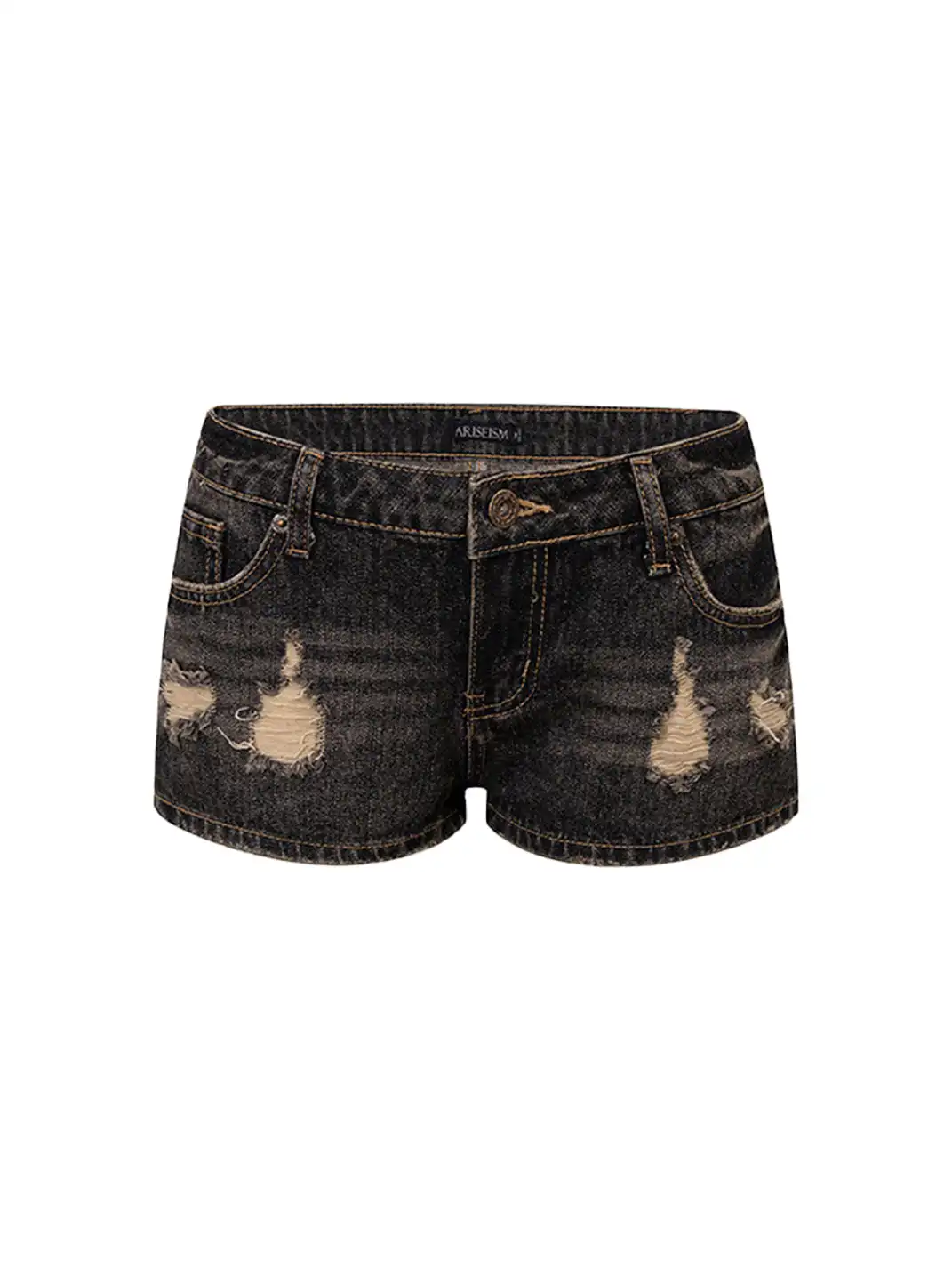 ARISEISM | Vintage Black Ripped Denim Shorts