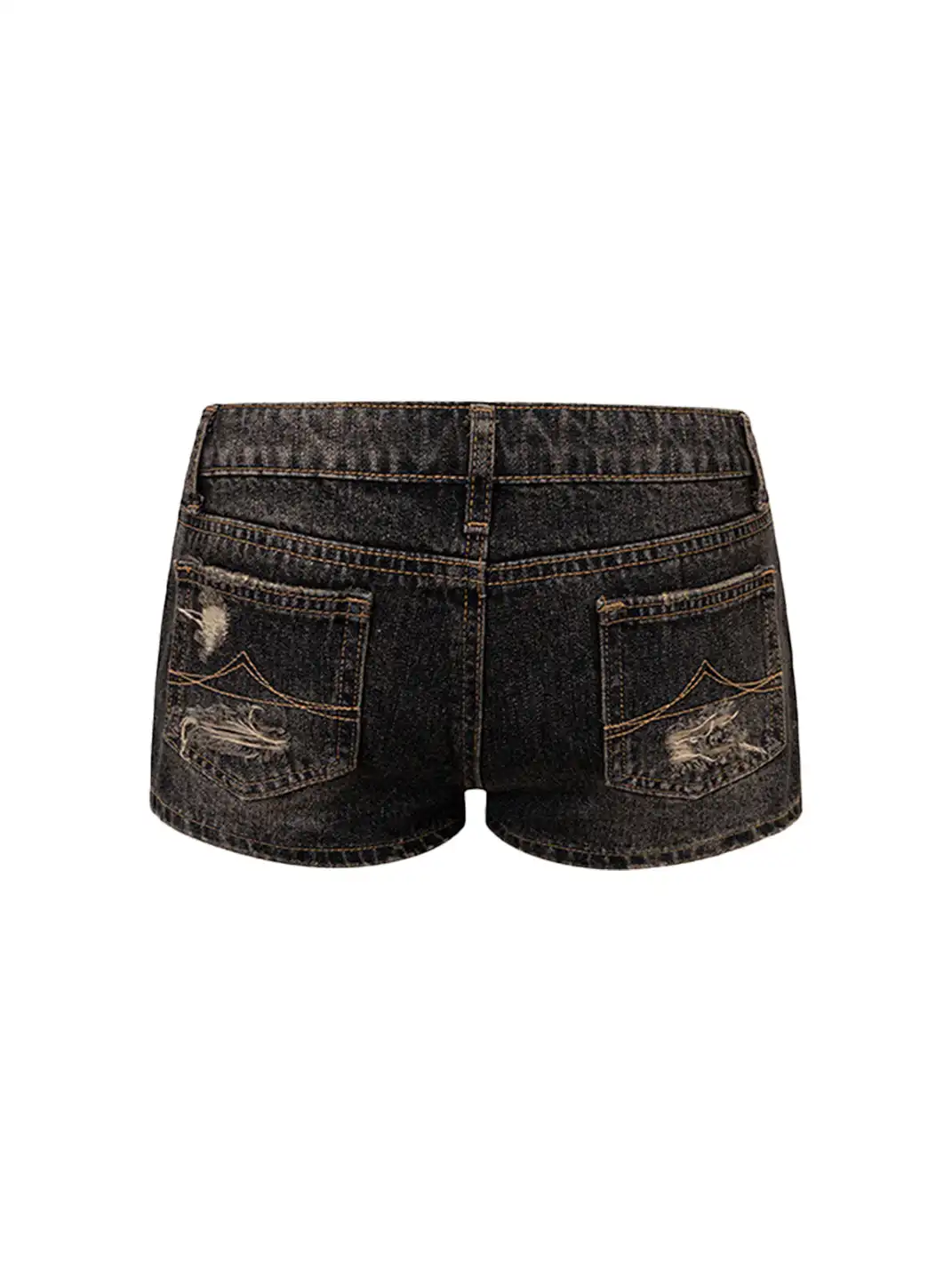 ARISEISM | Vintage Black Ripped Denim Shorts