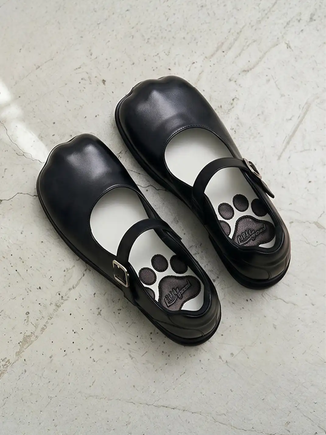 Littlegood | Round Toe Cat Print Mary Jane Shoes