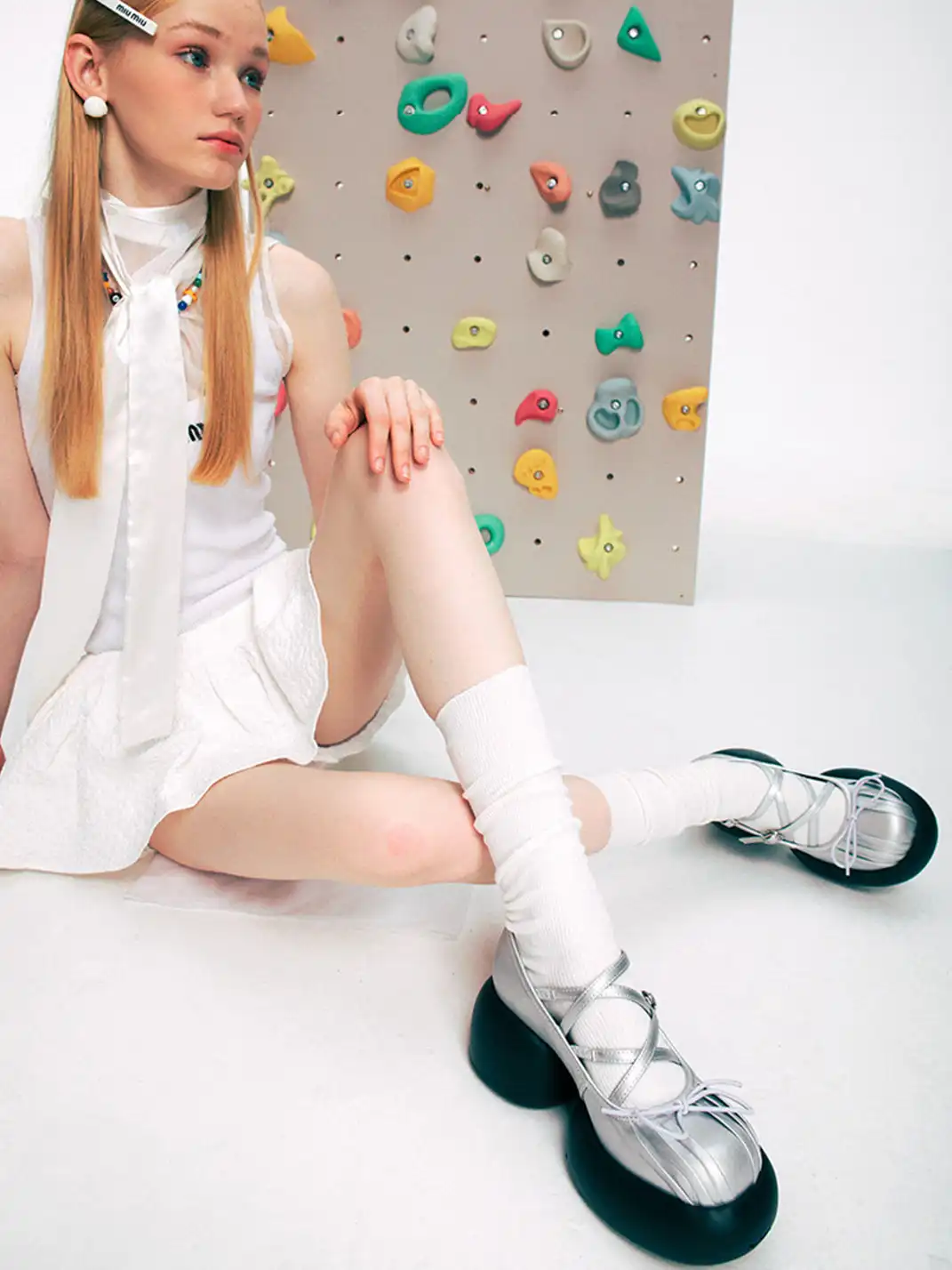 Littlegood | Bow Cross Strap Platform Mary Jane Shoes