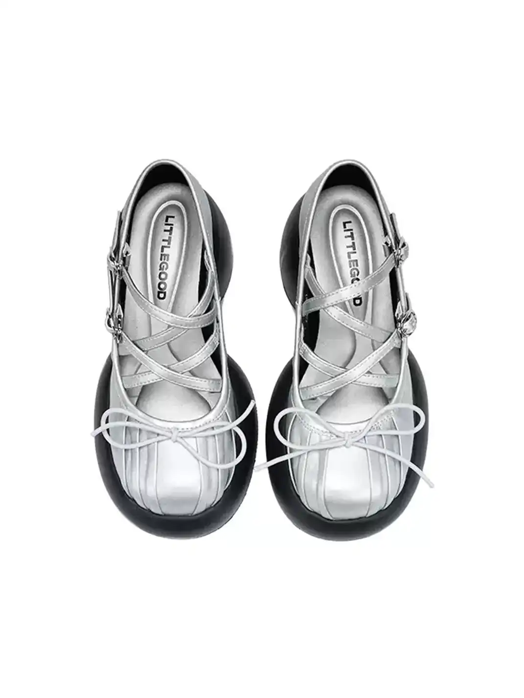 Littlegood | Bow Cross Strap Platform Mary Jane Shoes