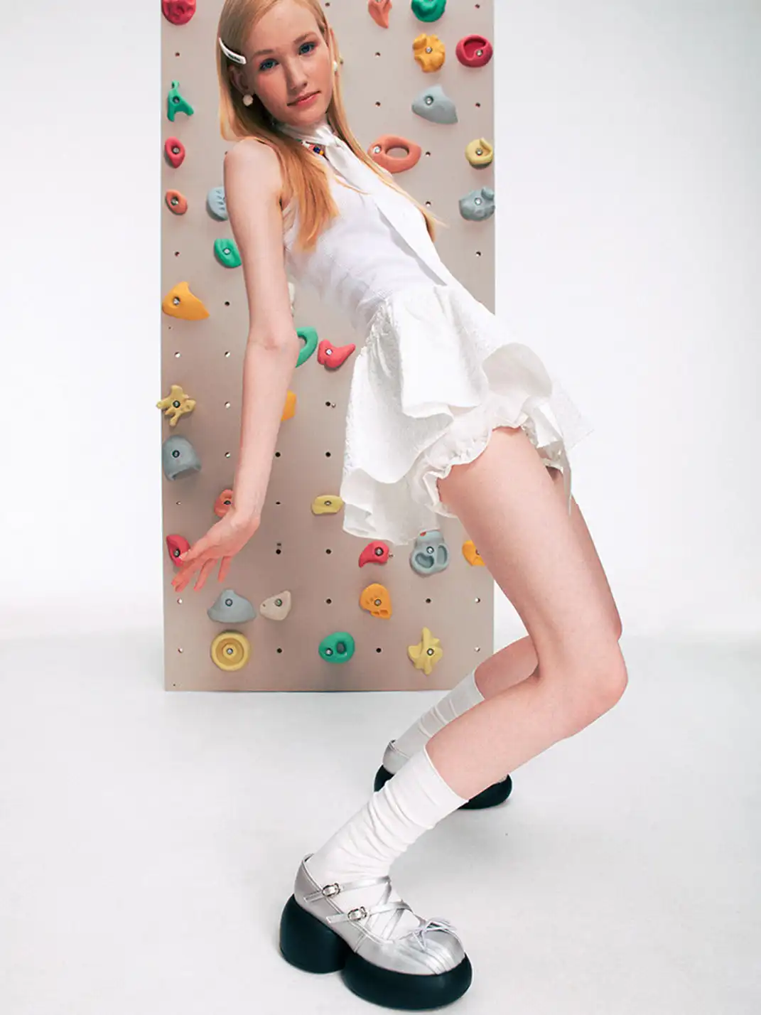 Littlegood | Bow Cross Strap Platform Mary Jane Shoes