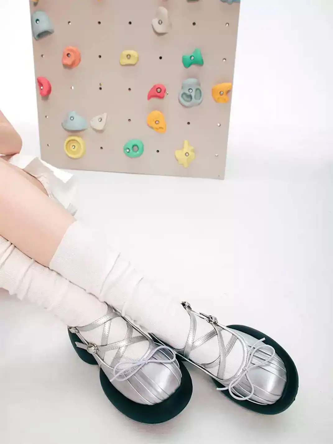 Littlegood | Bow Cross Strap Platform Mary Jane Shoes