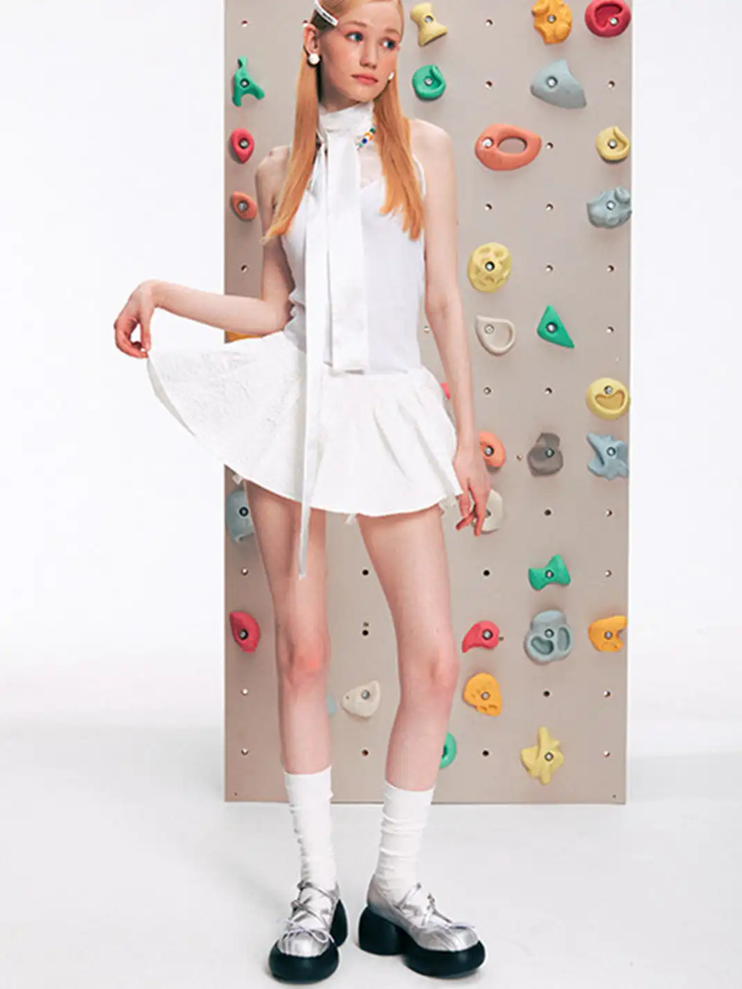 Littlegood | Bow Cross Strap Platform Mary Jane Shoes