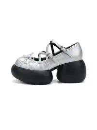 Littlegood | Bow Cross Strap Platform Mary Jane Shoes