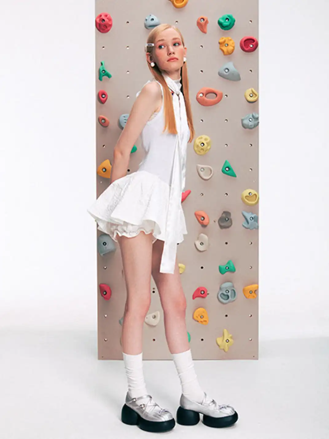 Littlegood | Bow Cross Strap Platform Mary Jane Shoes
