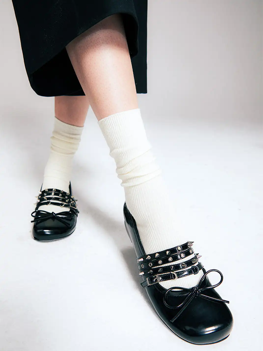 Littlegood | Rivet Bow Flat Shoes