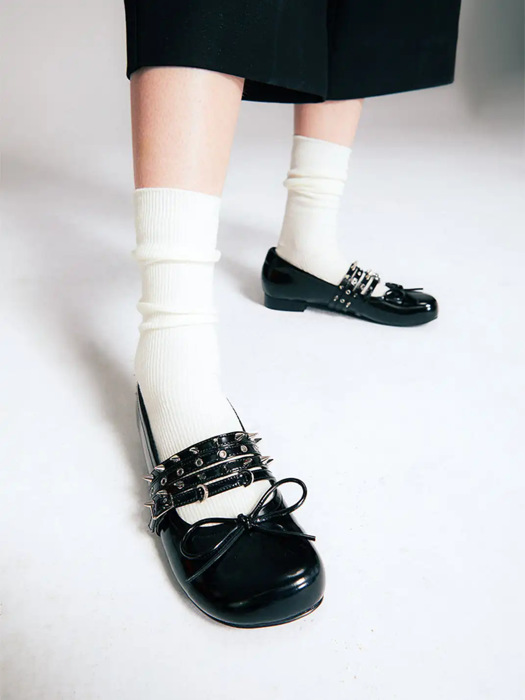Littlegood | Rivet Bow Flat Shoes
