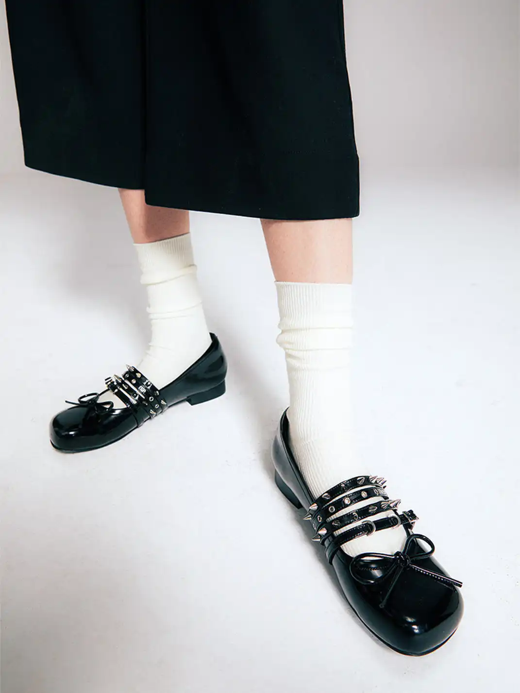 Littlegood | Rivet Bow Flat Shoes