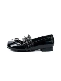 Littlegood | Rivet Bow Flat Shoes