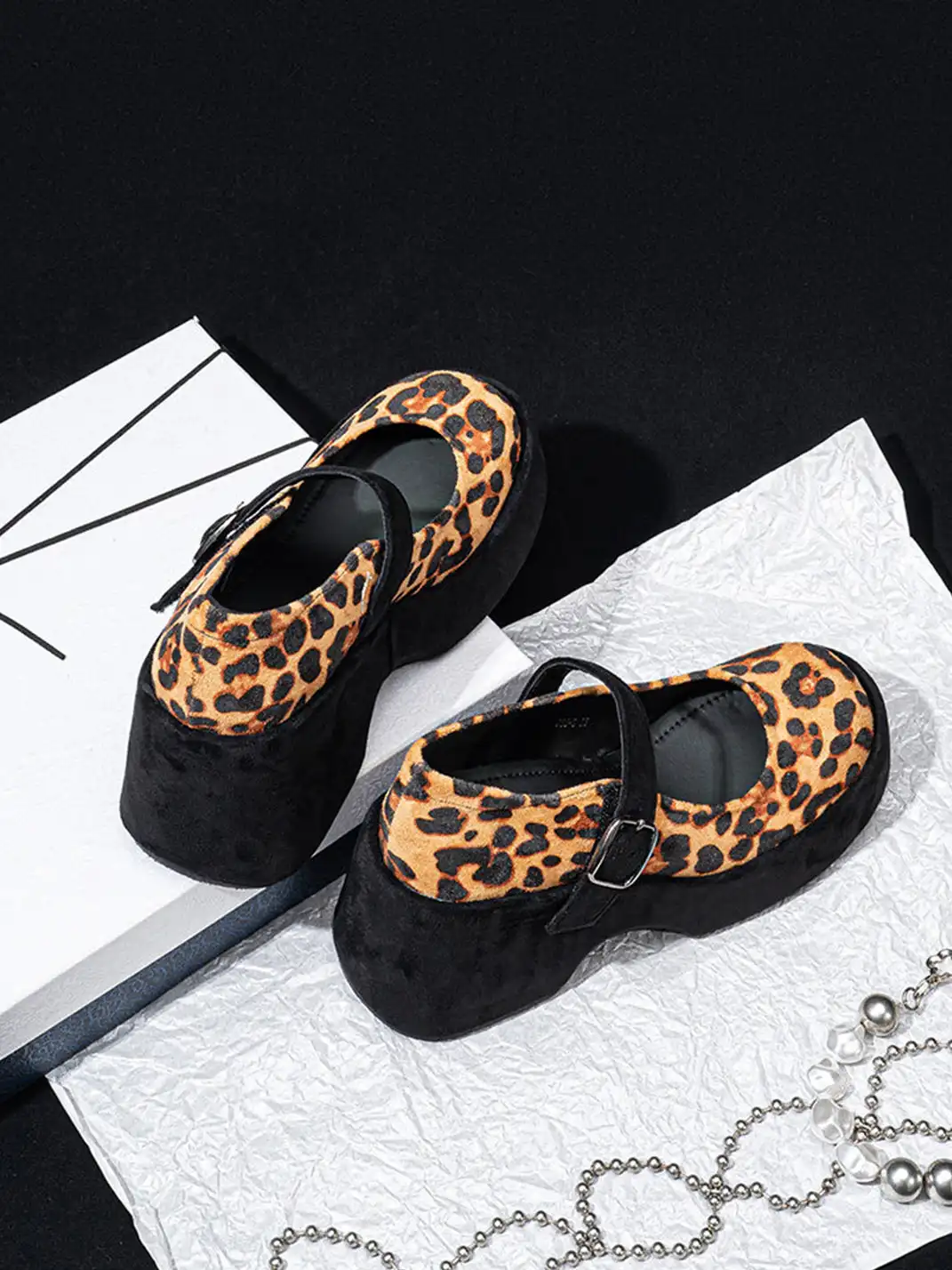 SISTER CURIE | Leopard Single Strap Platform Mary Jane Shoes