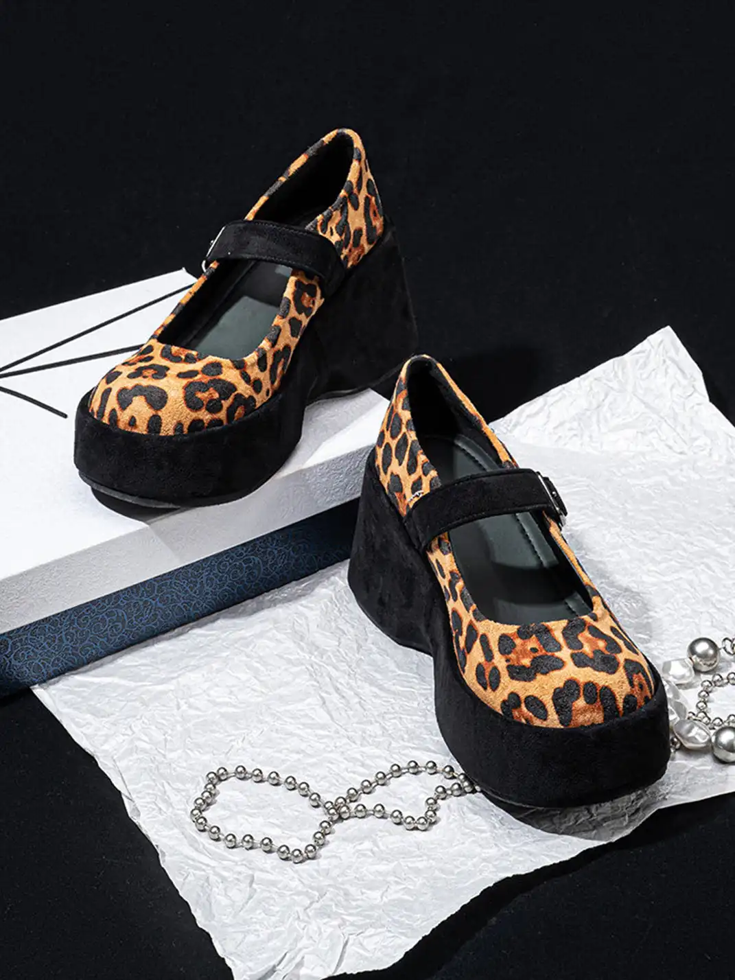 SISTER CURIE | Leopard Single Strap Platform Mary Jane Shoes