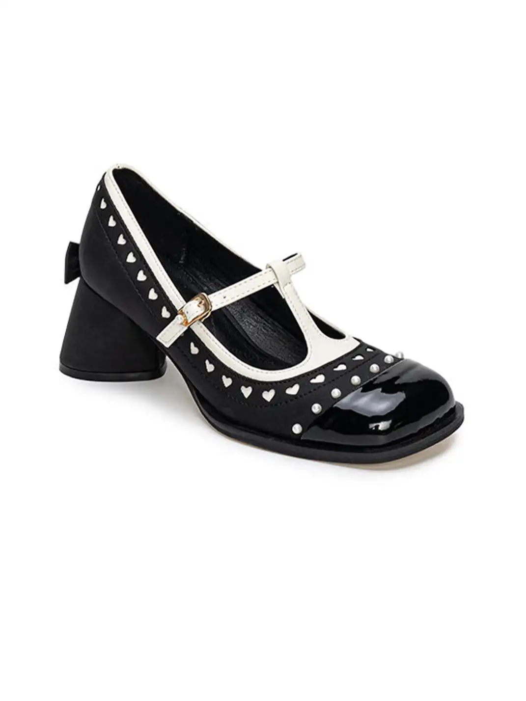 SISTER CURIE | Square Toe Heart Pattern Mary Jane Shoes
