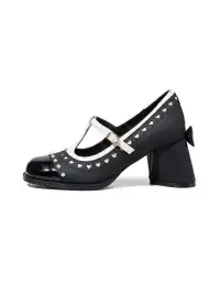 SISTER CURIE | Square Toe Heart Pattern Mary Jane Shoes