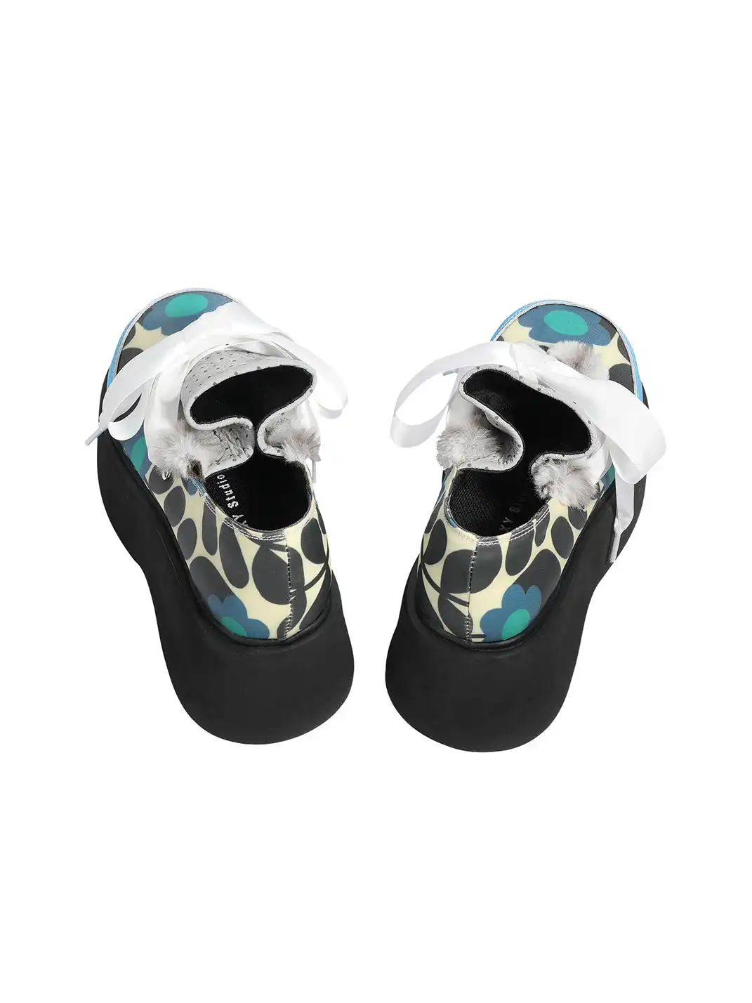 Yeah Hot | Pattern Print Furry Bow Platform Oxford Shoes