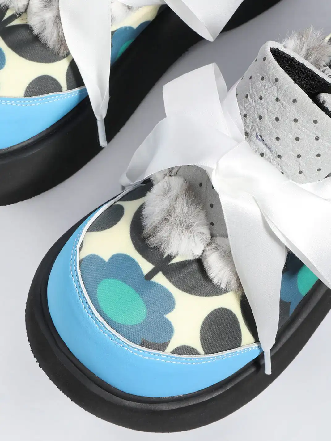 Yeah Hot | Pattern Print Furry Bow Platform Oxford Shoes
