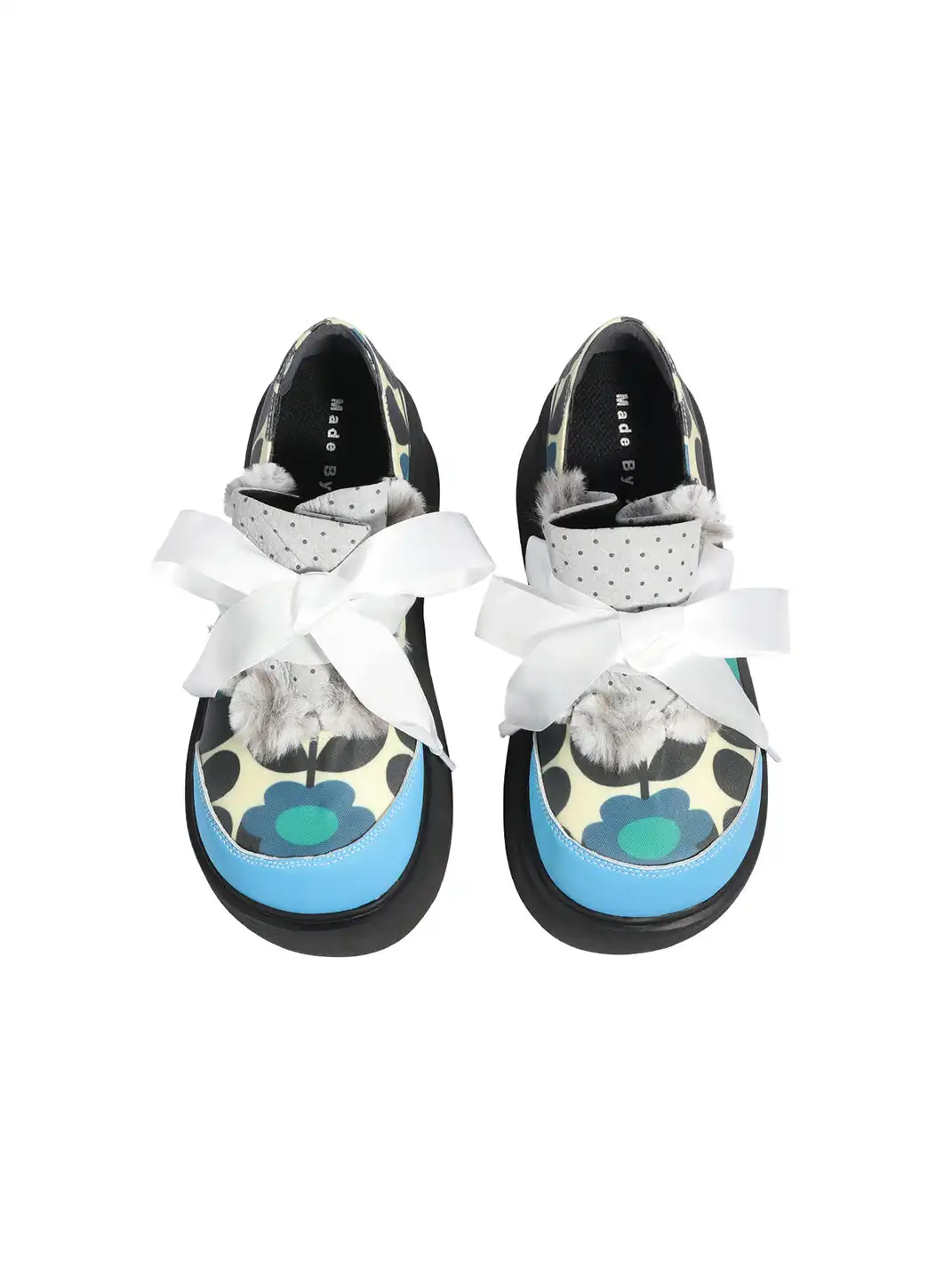 Yeah Hot | Pattern Print Furry Bow Platform Oxford Shoes