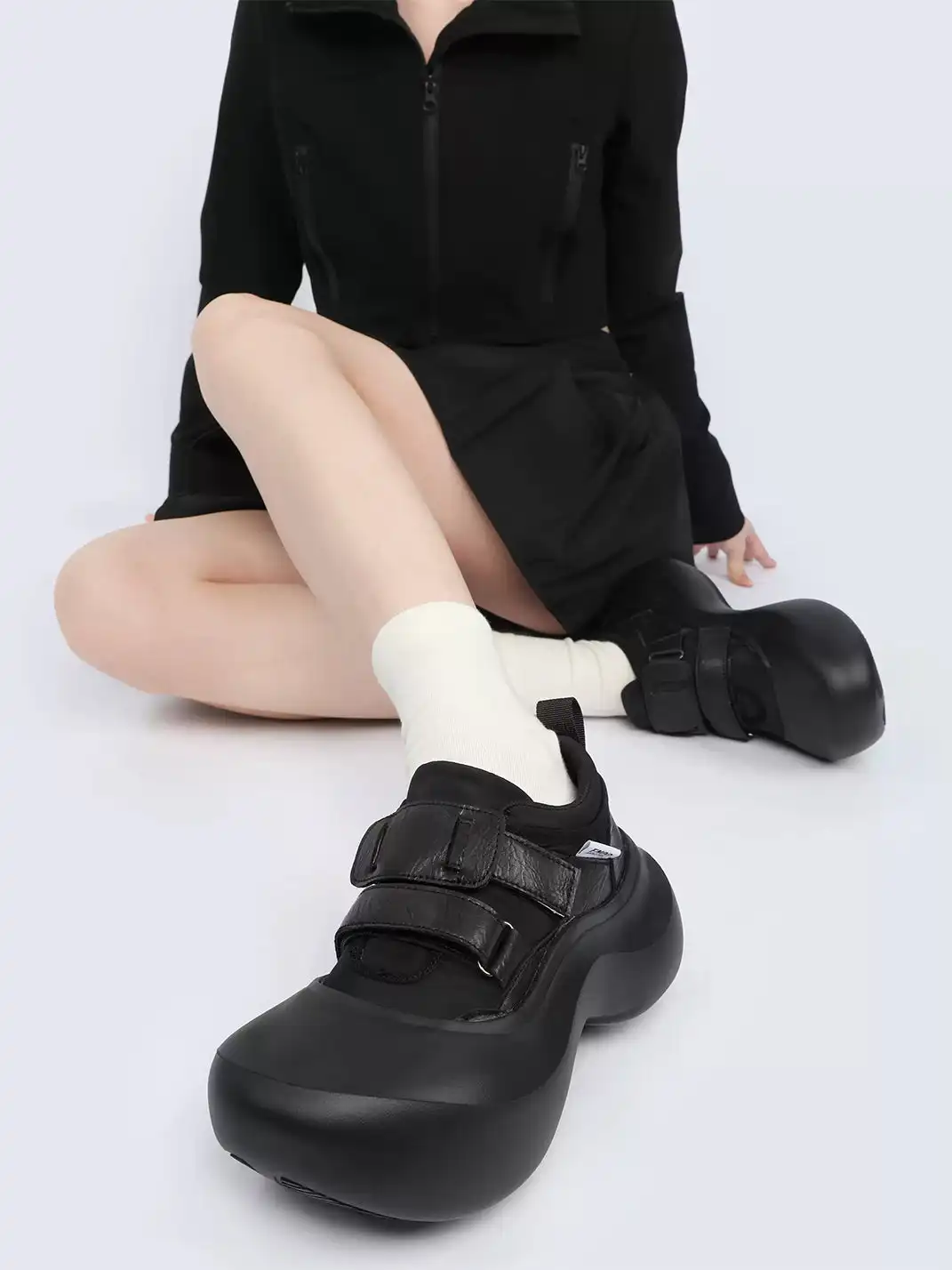 Enqo | Velcro Platform Derby Shoes