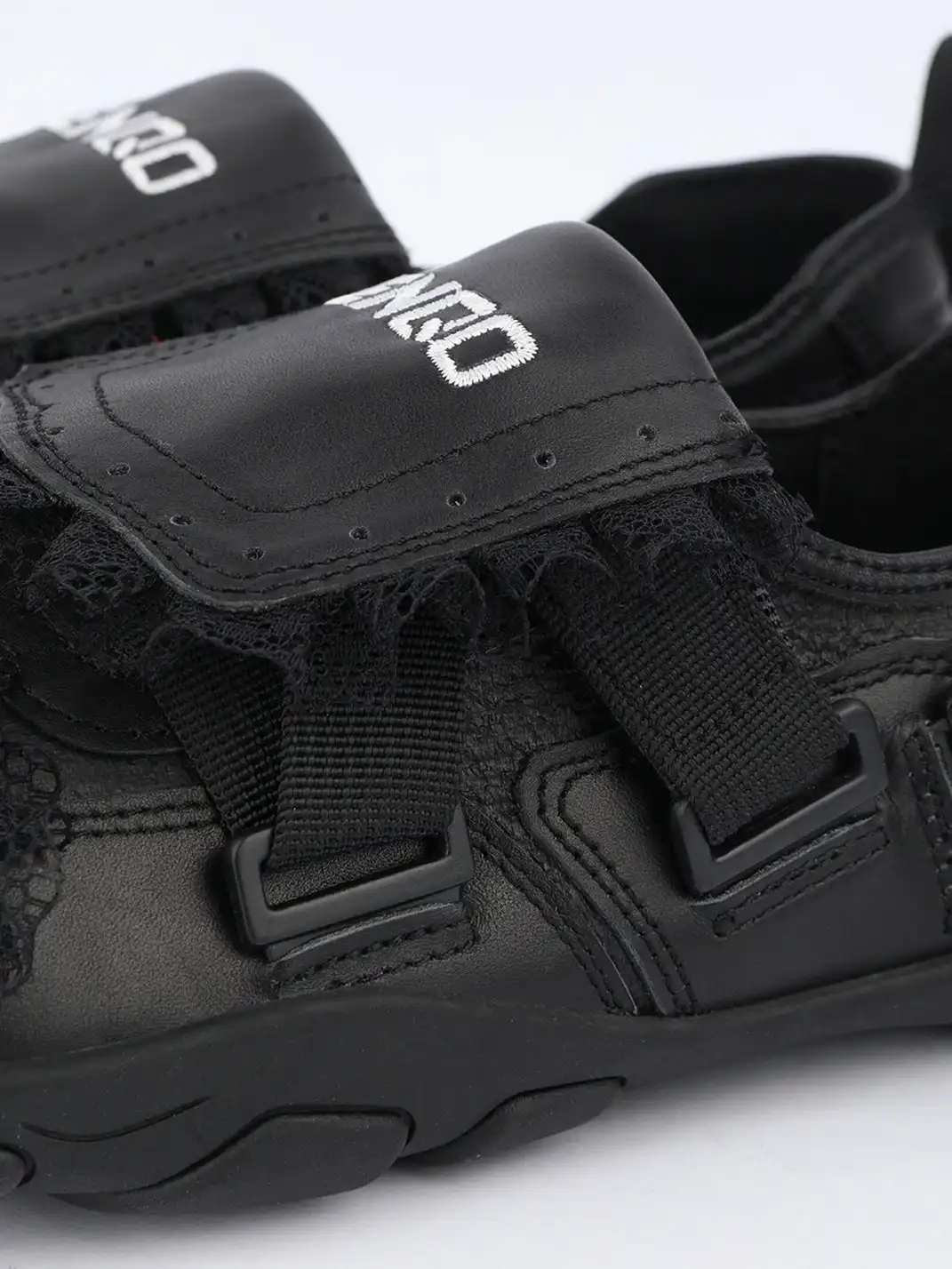 Enqo | Lace Trim Rivet Velcro Flat Sneakers