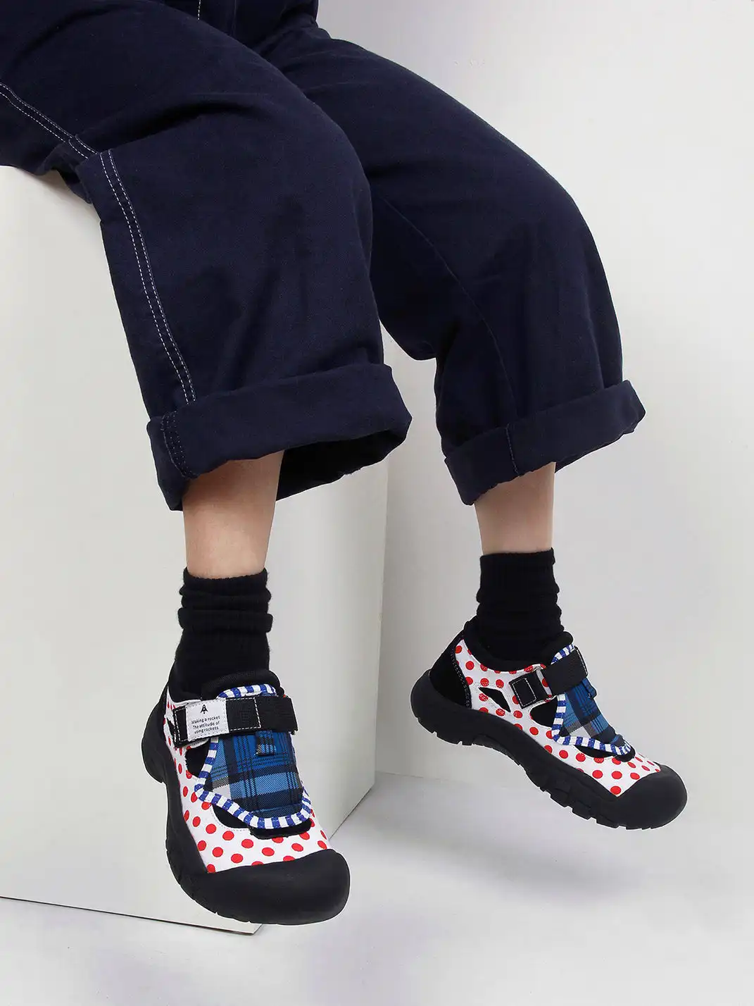Enqo | Polka Dot Velcro Strap Casual Sneakers