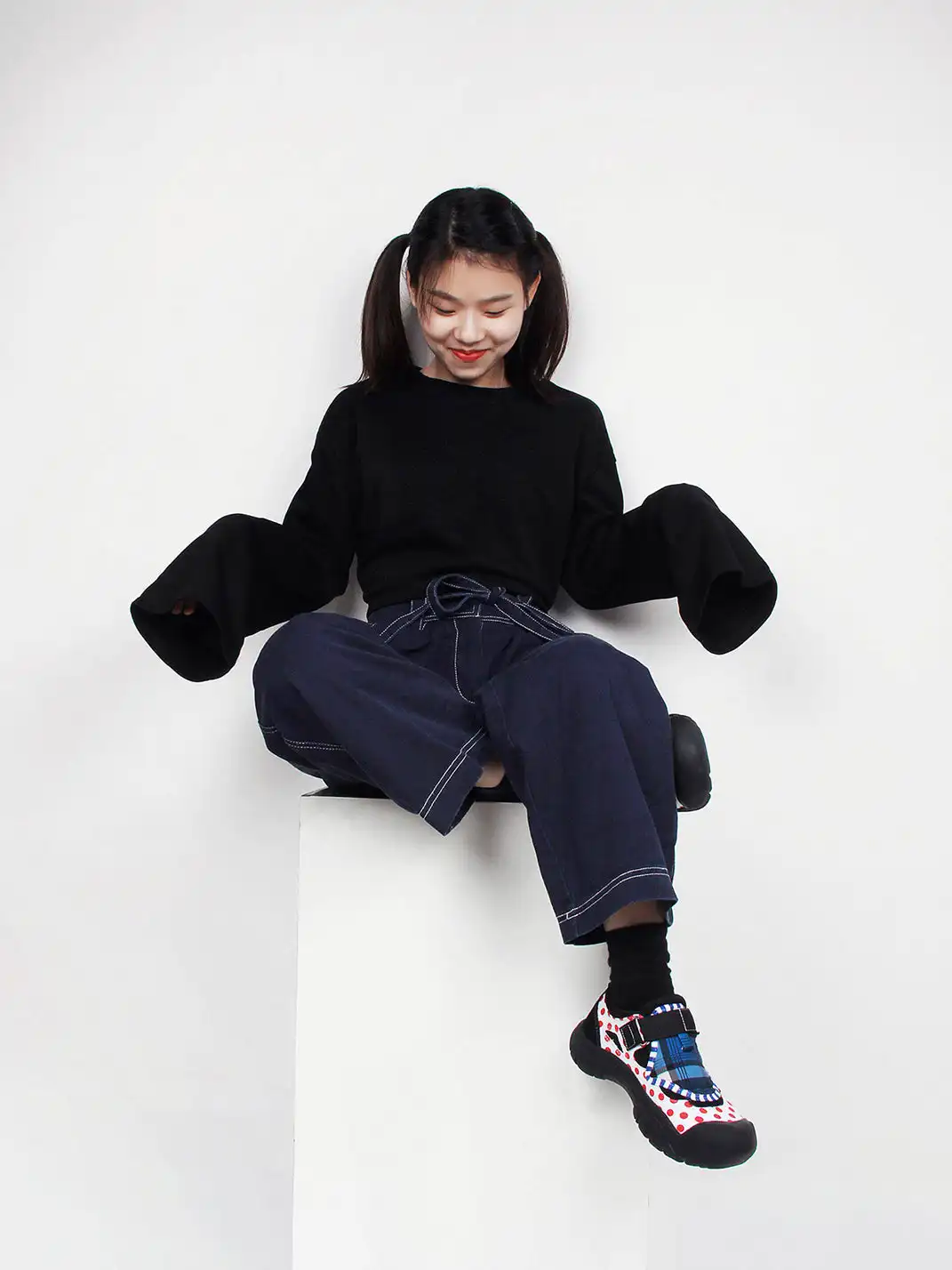 Enqo | Polka Dot Velcro Strap Casual Sneakers