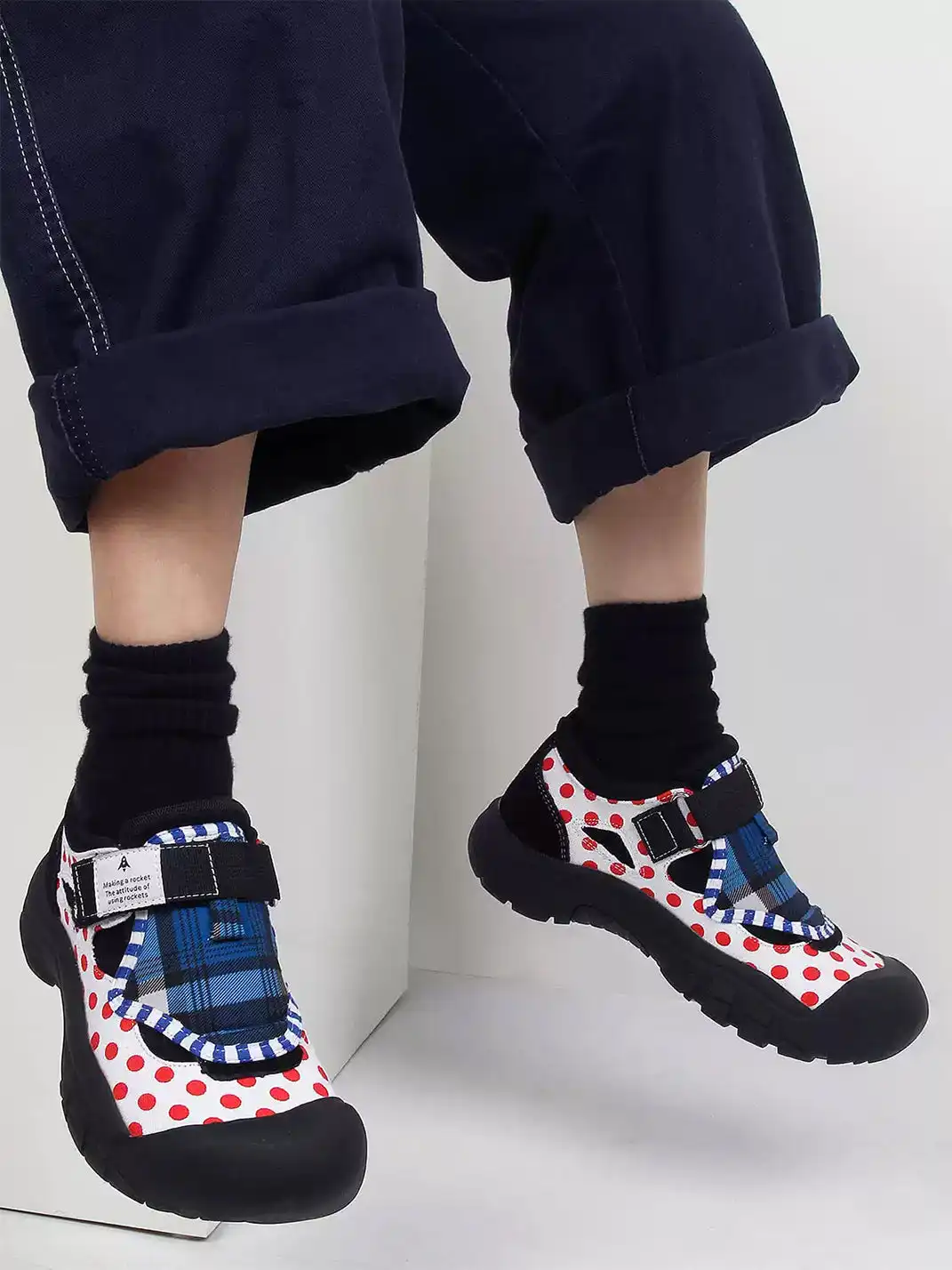 Enqo | Polka Dot Velcro Strap Casual Sneakers