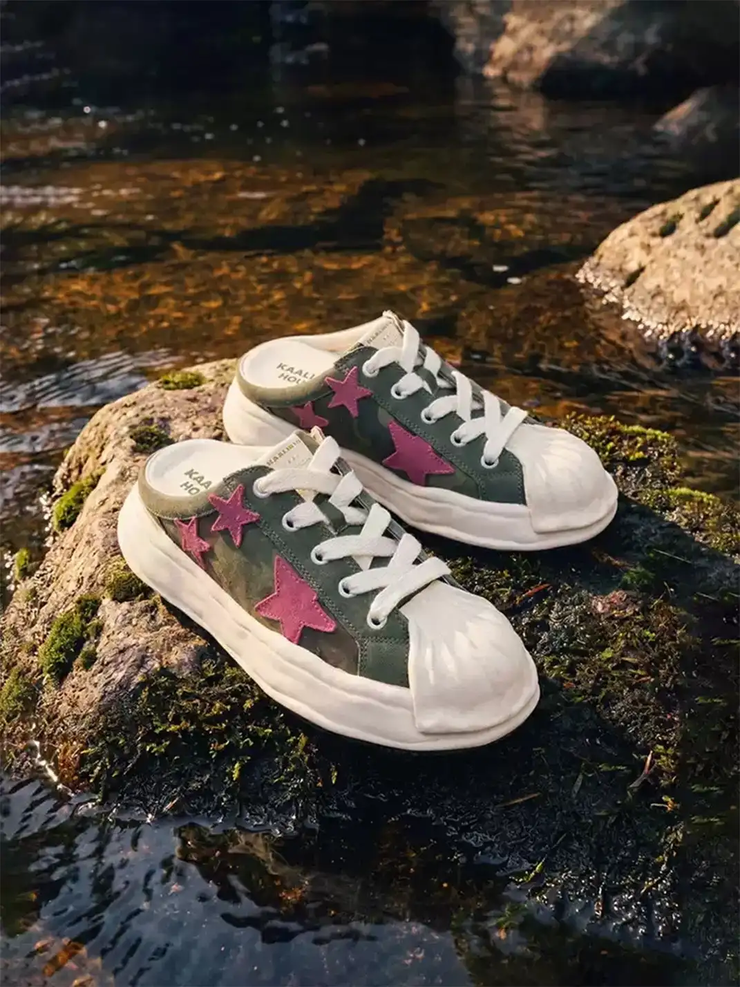 KAALIXTO | Camouflage Shell Toe Star Detail Slip-On Mule Sneakers