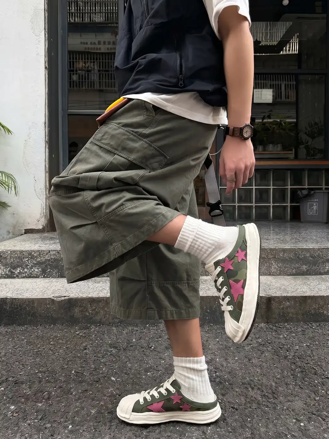 KAALIXTO | Camouflage Shell Toe Star Detail Slip-On Mule Sneakers