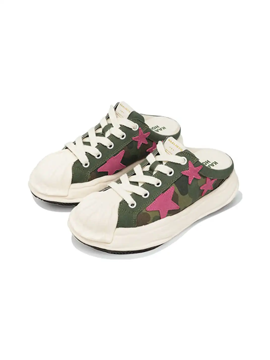 KAALIXTO | Camouflage Shell Toe Star Detail Slip-On Mule Sneakers
