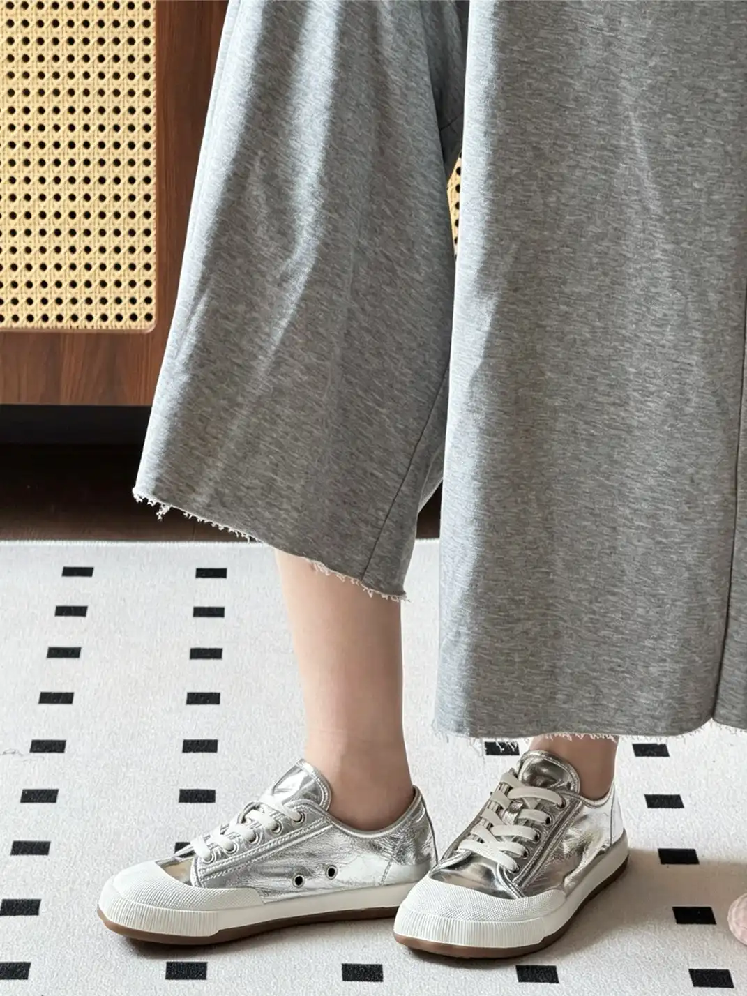 SSStudio | Ribbed Toe Cap Lace-Up Casual Sneakers
