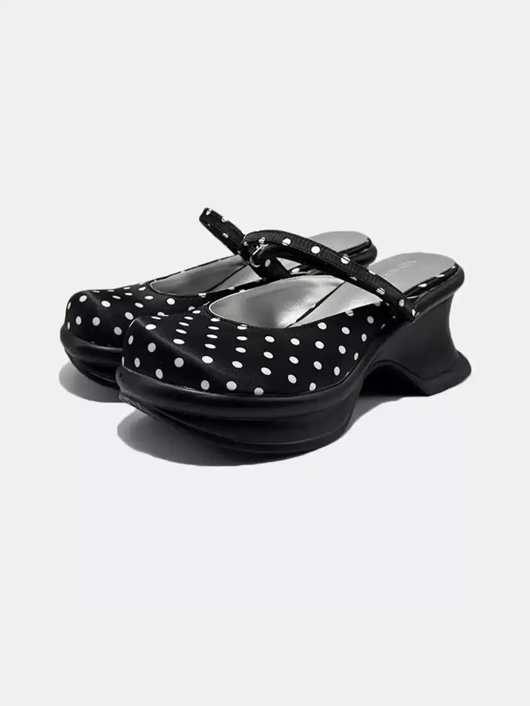 VRDANRFVIVO | Polka Dot Slingback Wedge Platform Mules