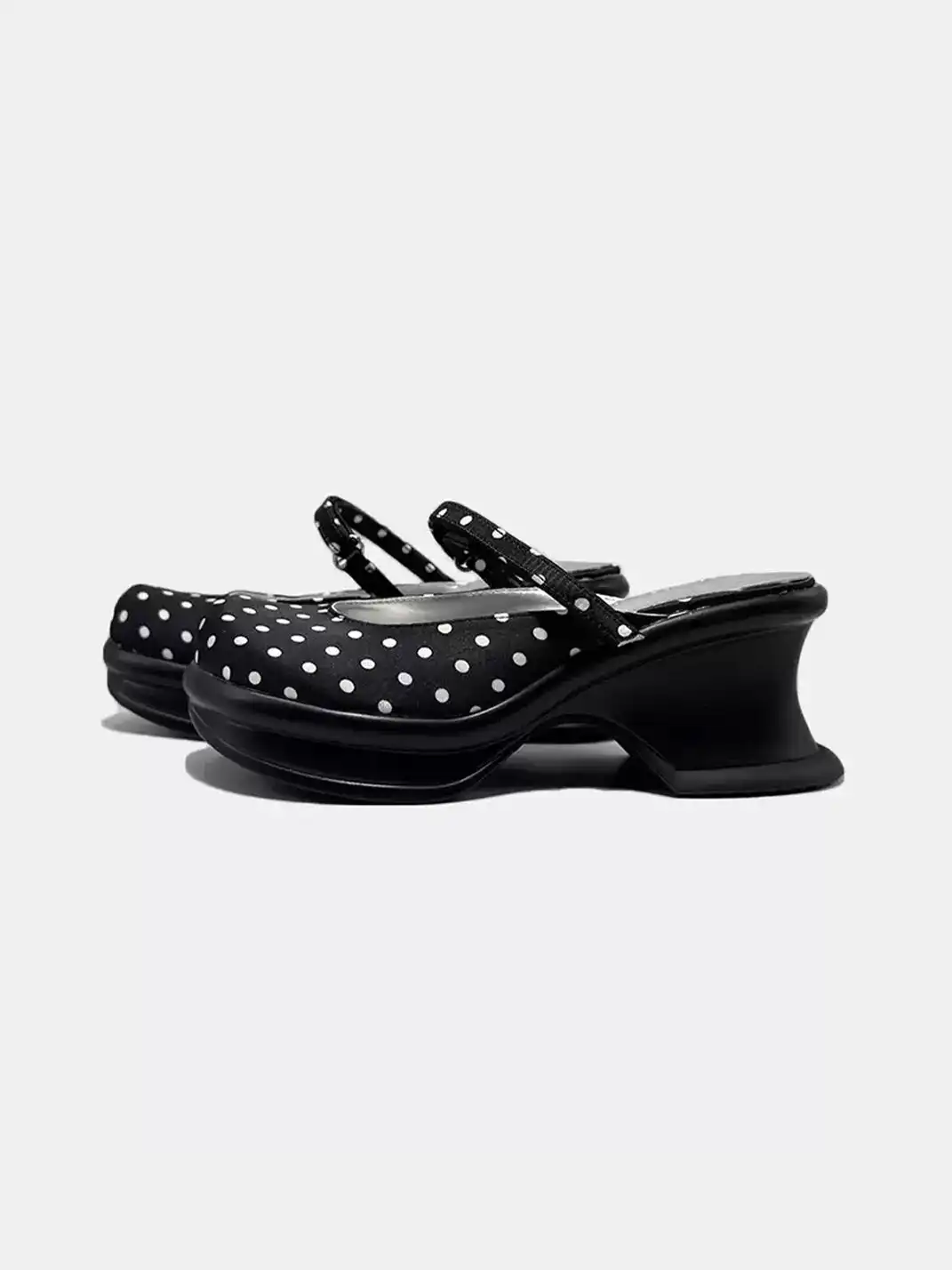 VRDANRFVIVO | Polka Dot Slingback Wedge Platform Mules