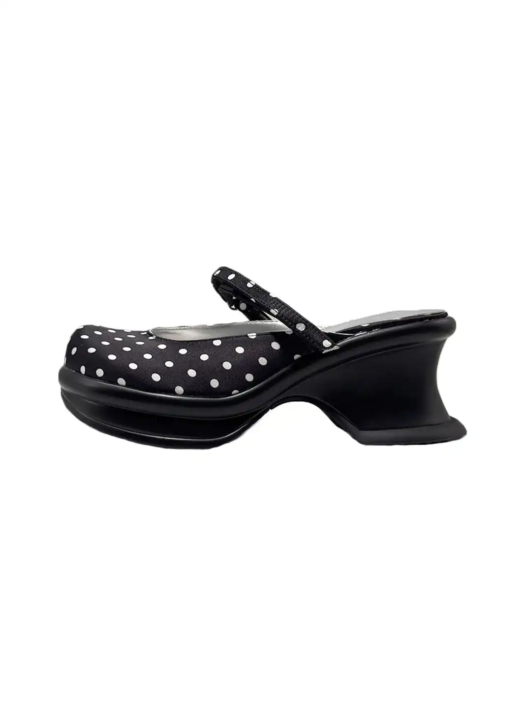 VRDANRFVIVO | Polka Dot Slingback Wedge Platform Mules