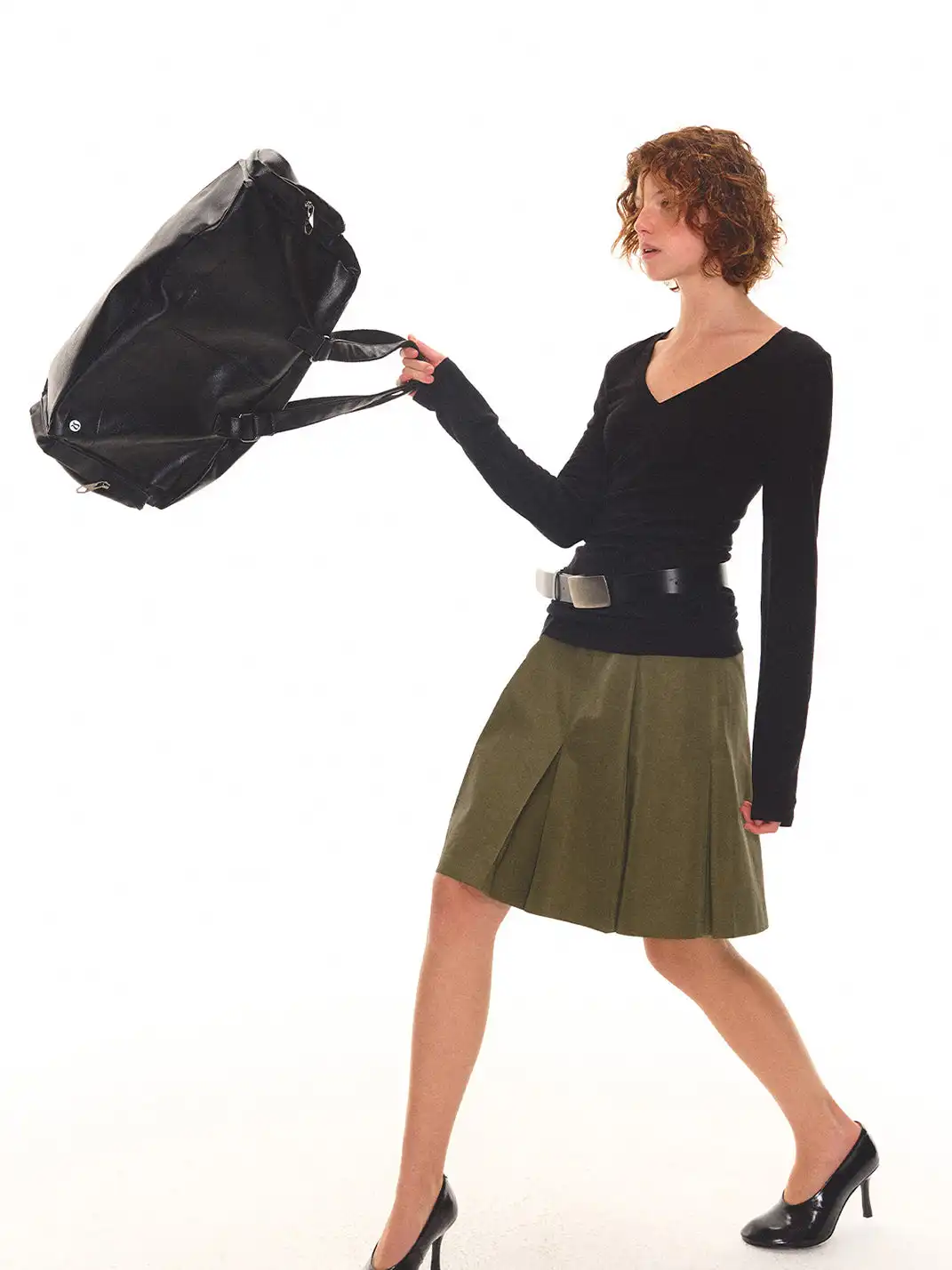 EVISTUB | Split A-Line Low Waist Skirt