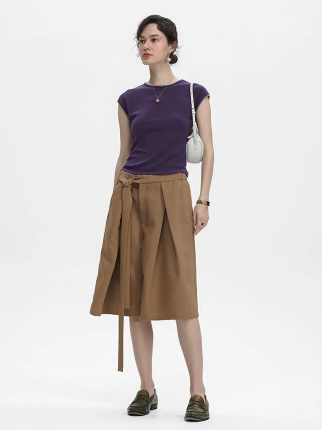 Unvesno | Tie Detail Pleated Casual Blazer Shorts