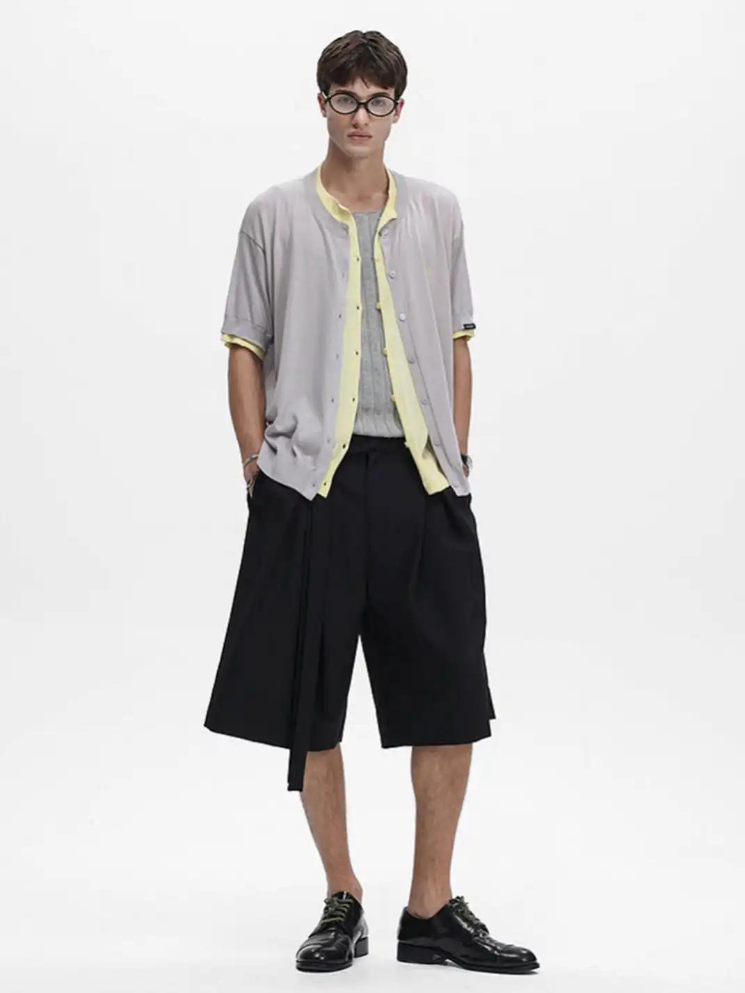 Unvesno | Tie Detail Pleated Casual Blazer Shorts