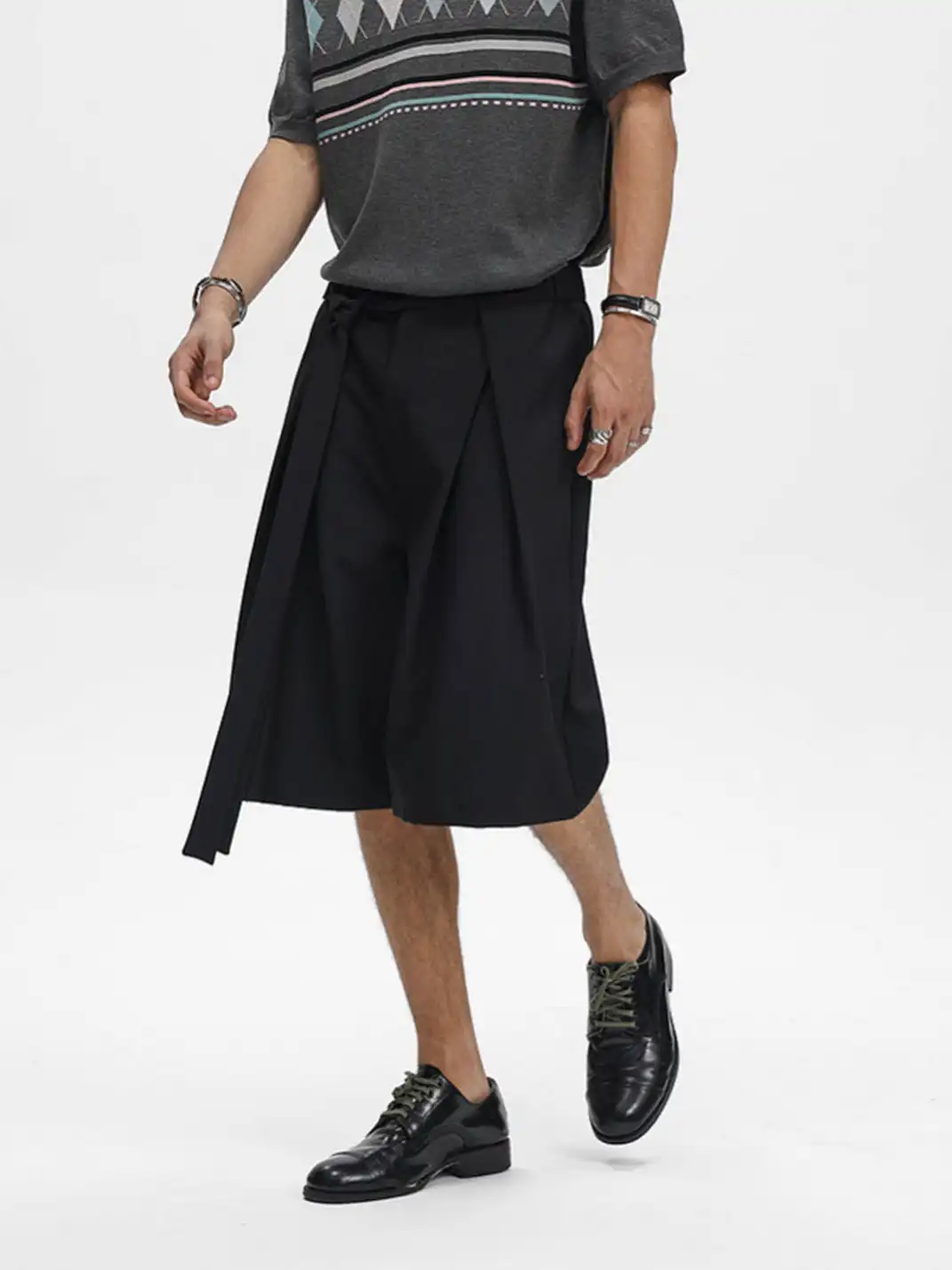 Unvesno | Tie Detail Pleated Casual Blazer Shorts